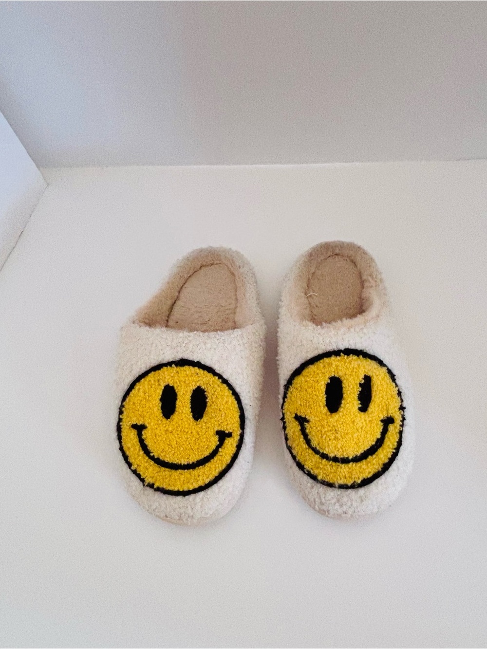Kids Cozy Cream Smiley Slippers